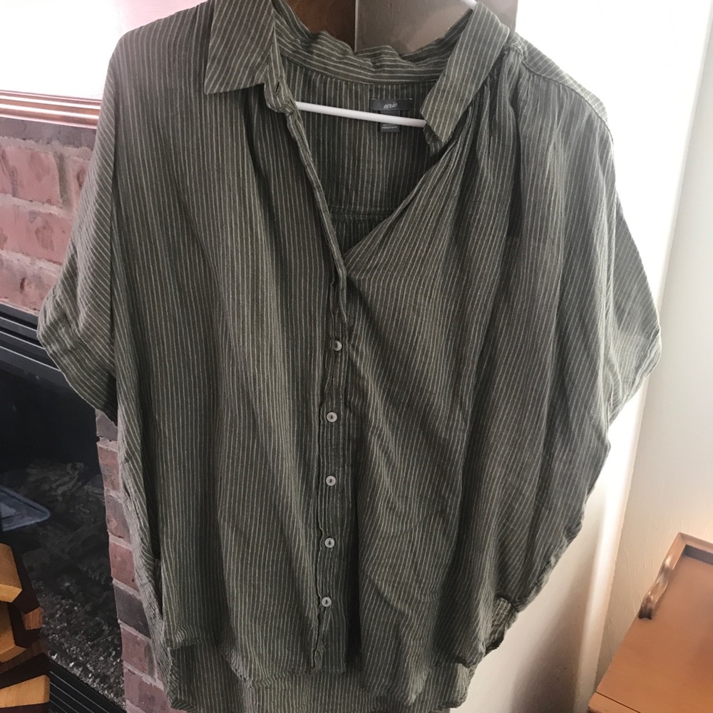 Aerie Oversized Button-Up Striped Blouse